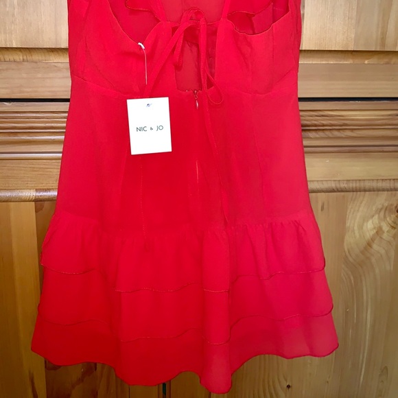 Red Ruffled Mini Dress - Picture 3 of 4